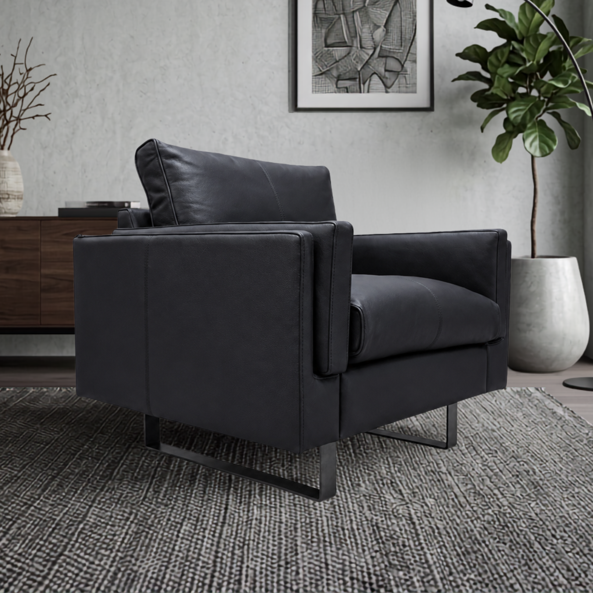 Fjords Endless Leather Accent Chair with Feather Cushions-Comfort Design Furniture