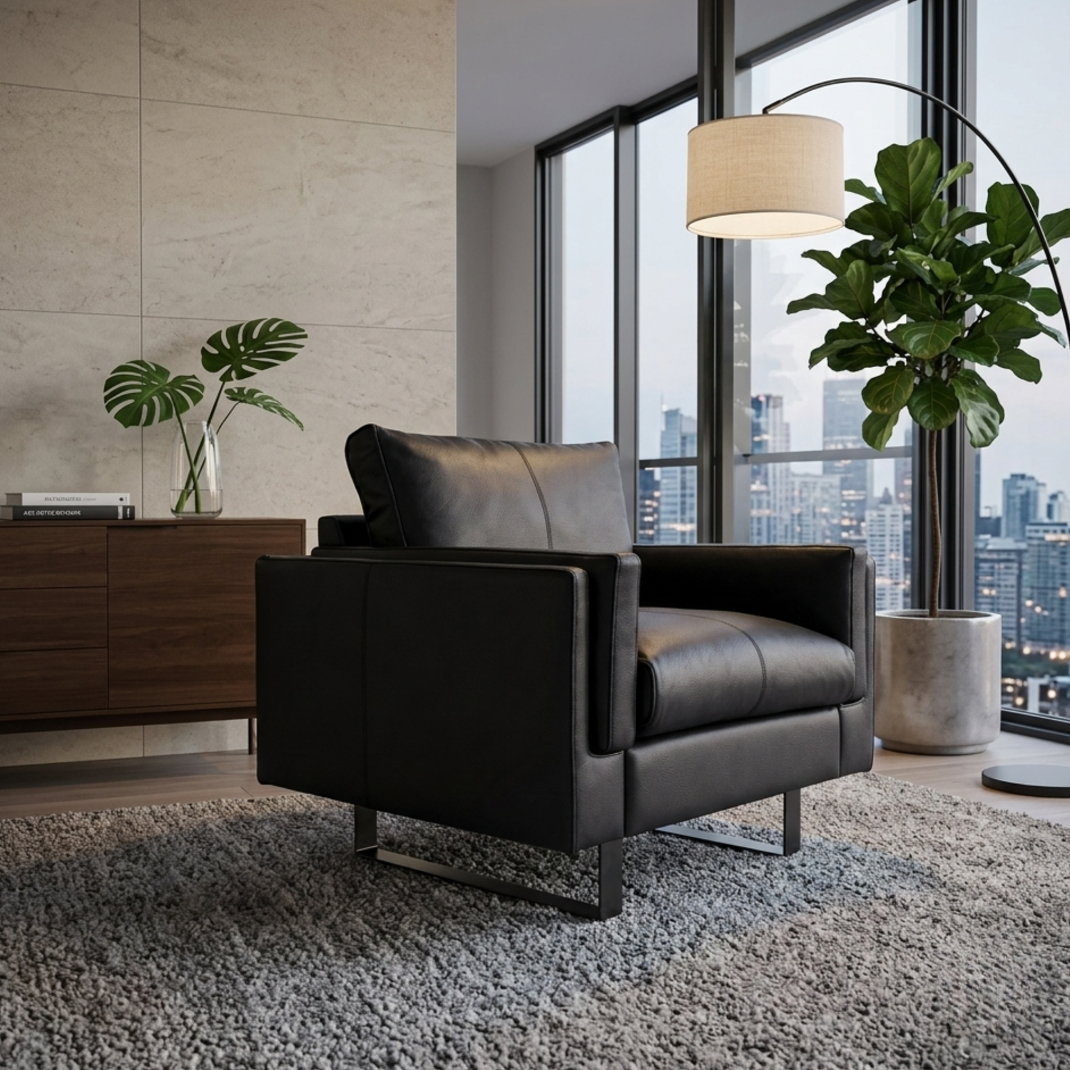 Fjords Endless Leather Accent Chair with Feather Cushions-Comfort Design Furniture