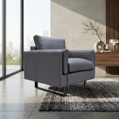 Fjords Endless Leather Accent Chair with Feather Cushions-Comfort Design Furniture