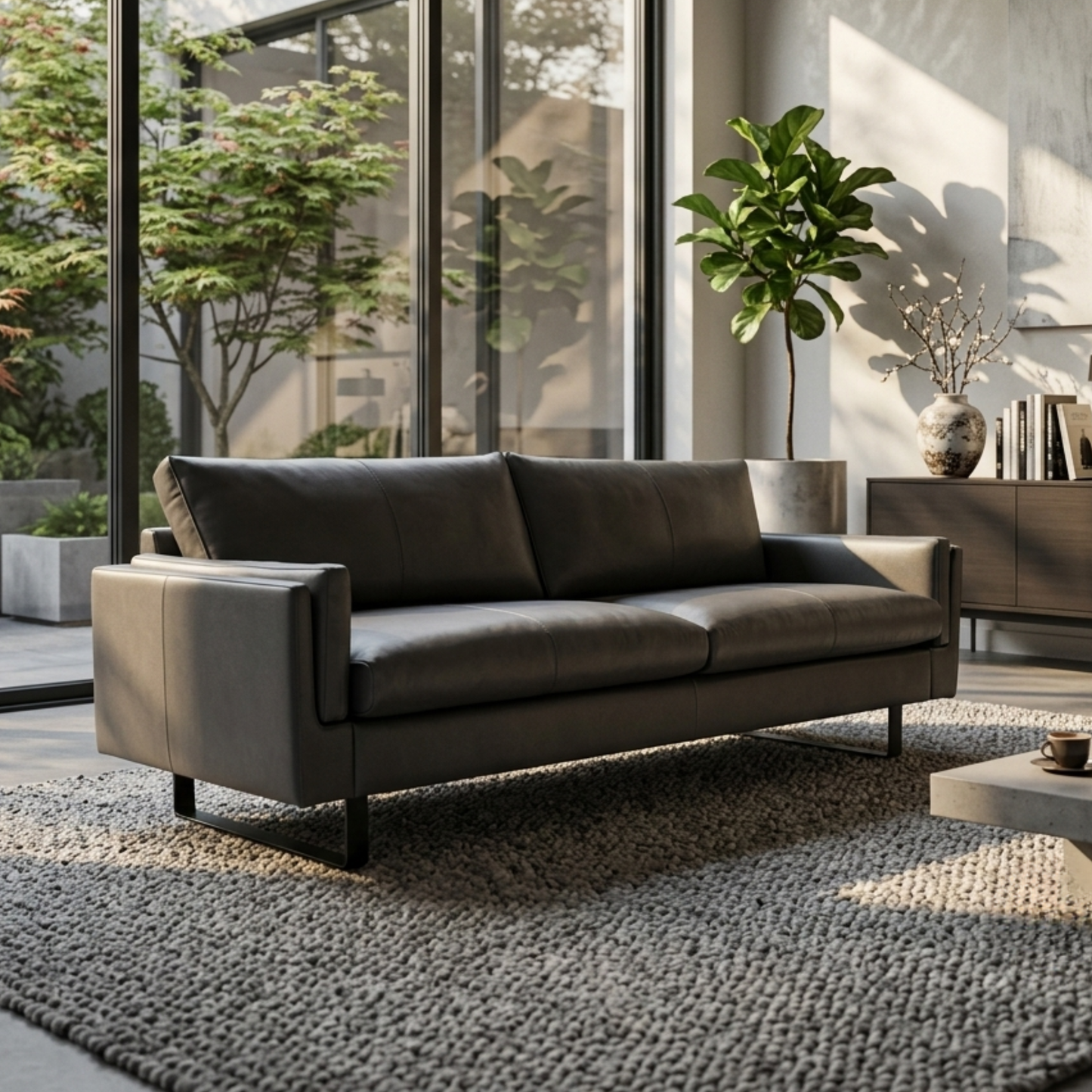 Fjords Endless Modern Leather Sofa with Feather Cushions