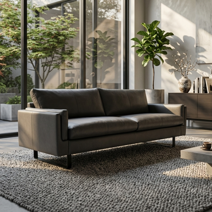 Fjords Endless Modern Leather Sofa with Feather Cushions