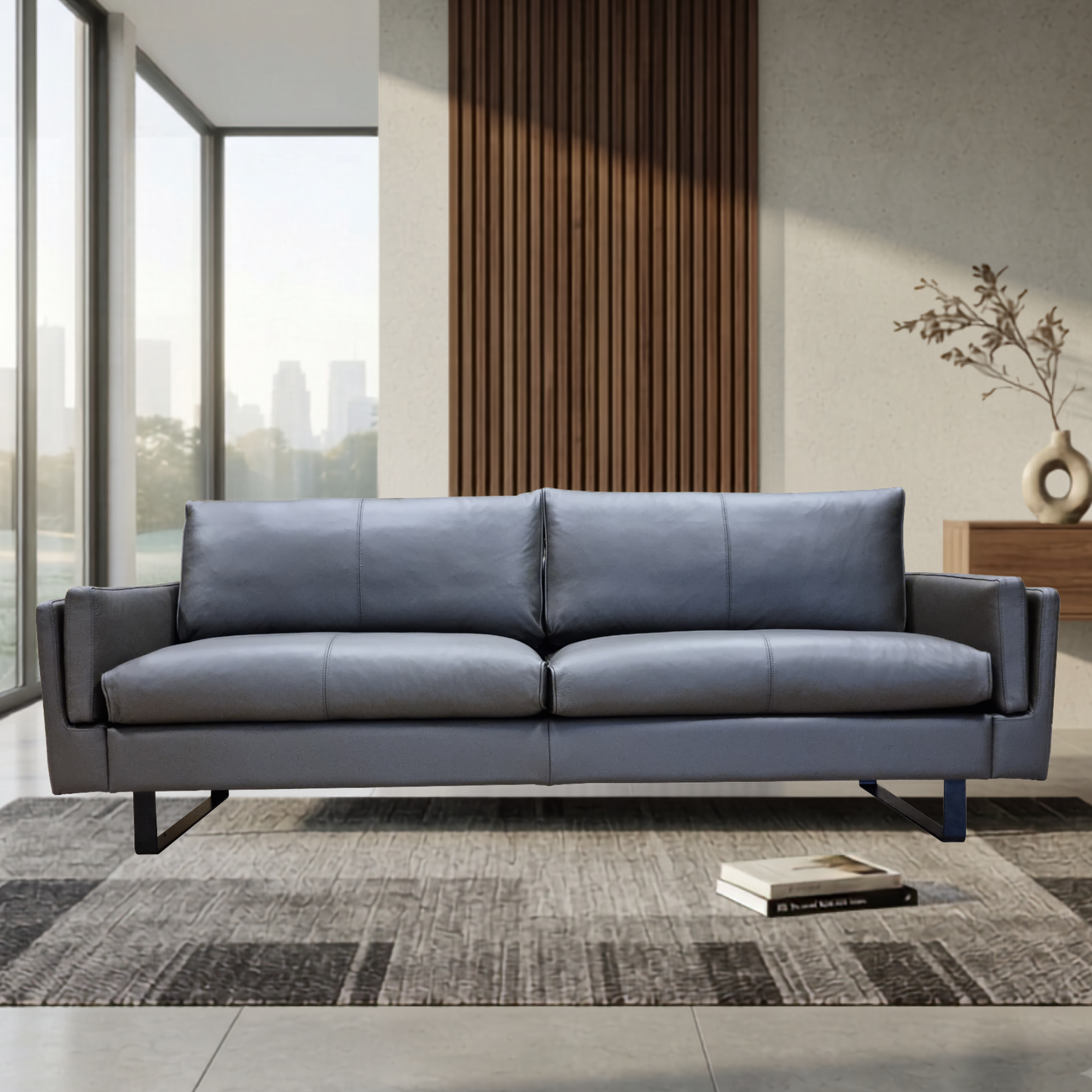 Fjords Endless Modern Leather Sofa with Feather Cushions