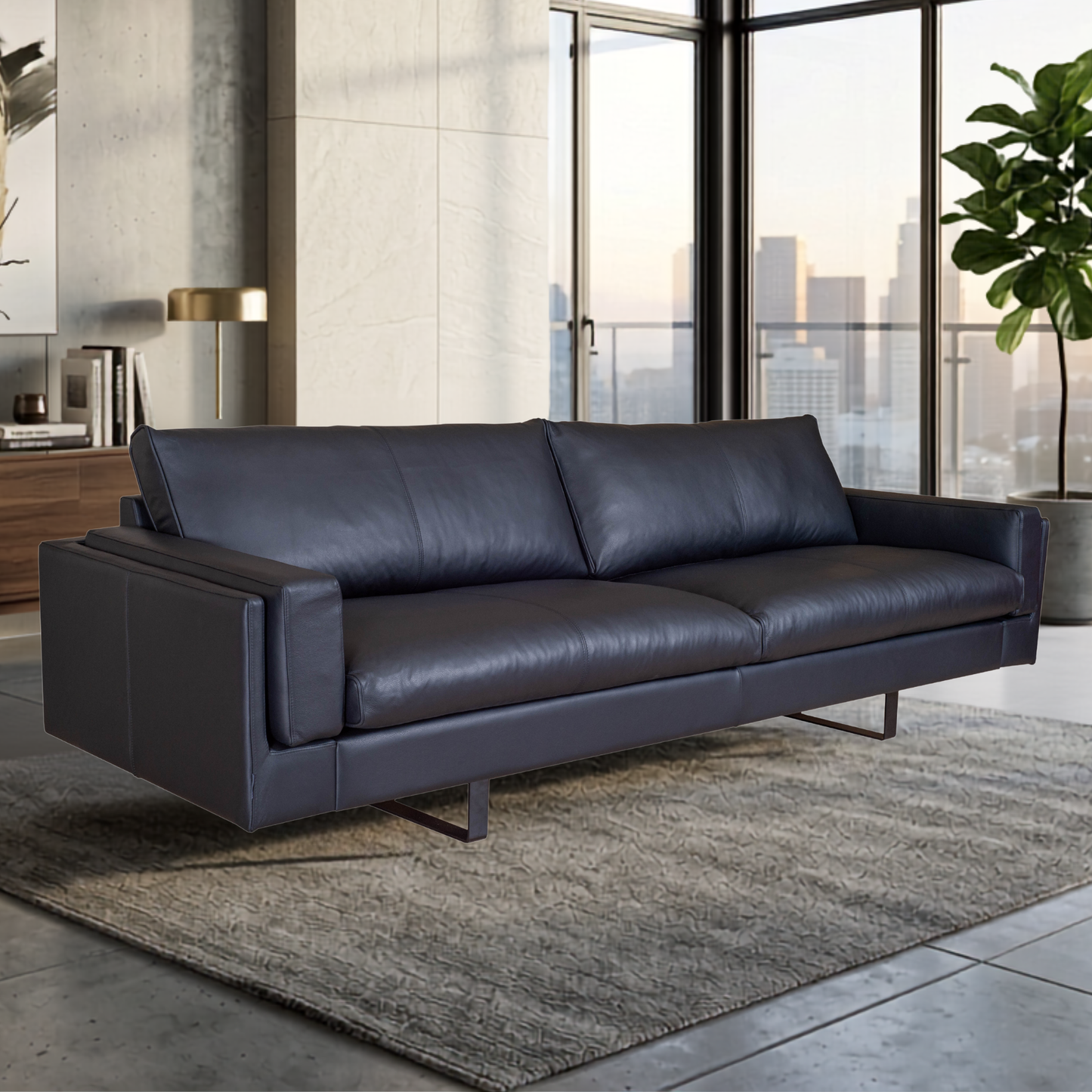 Fjords Endless Modern Leather Sofa with Feather Cushions