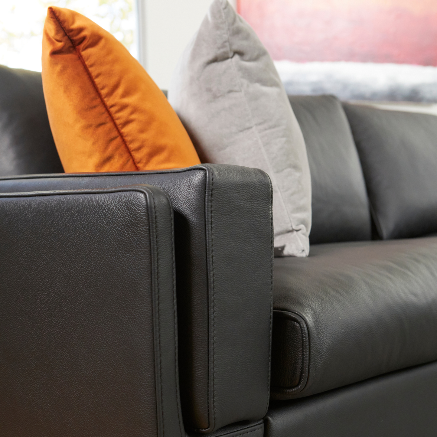 Fjords Endless Modern Leather Sofa with Feather Cushions