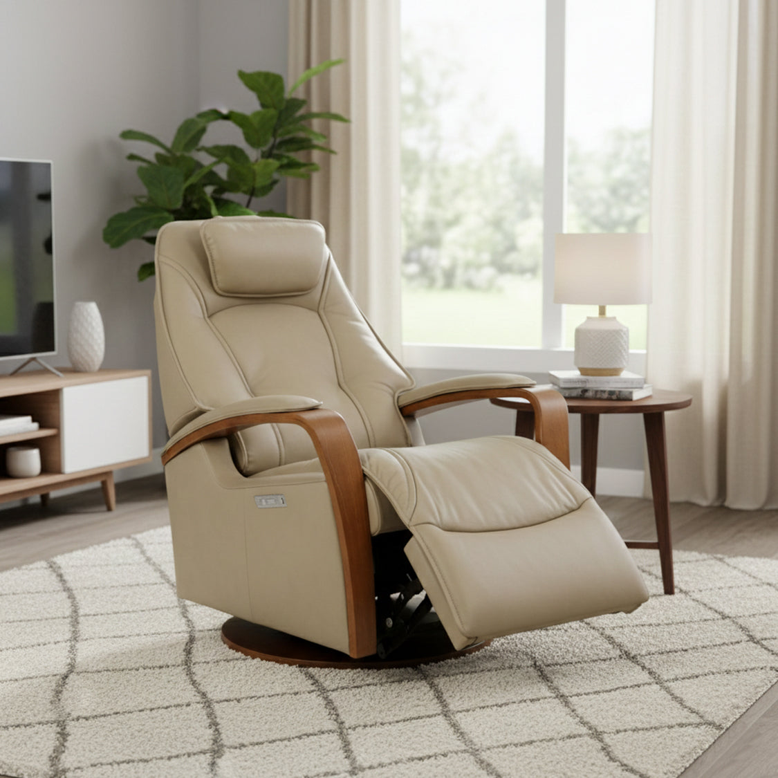 Fjords Helsinki Leather Swing Relaxer With Swivel Glider & Rocker Recliner Chair