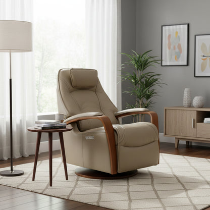 Fjords Helsinki Leather Swing Relaxer With Swivel Glider & Rocker Recliner Chair