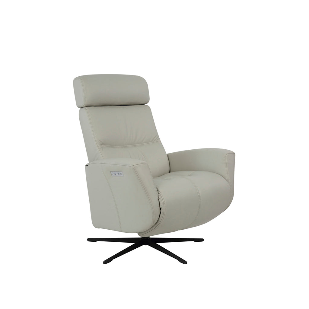 Fjords Magnus leather power recliner, front view for comfort furniture