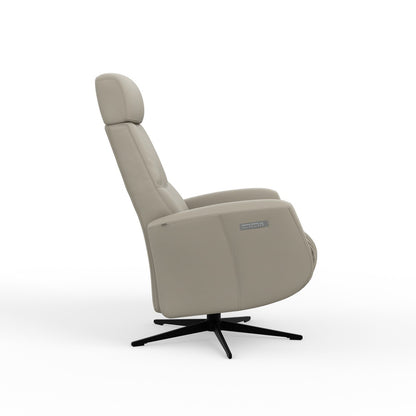 Fjords Magnus recliner reclined position, side view for comfort furniture