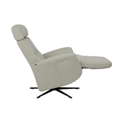Fjords Magnus recliner reclined position, side view for comfort furniture