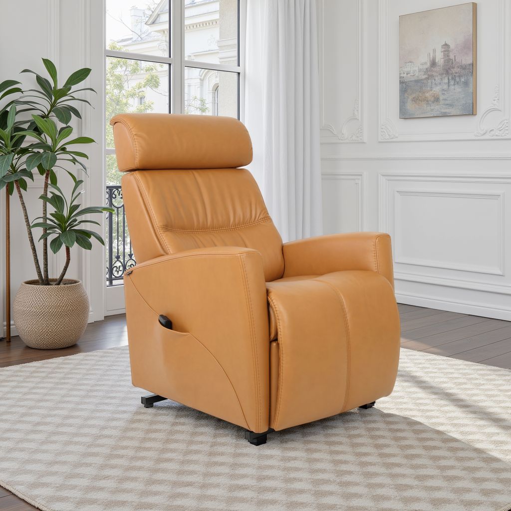 Fjords Milan Leather Lift Recliner Chair with Motorized Headrest