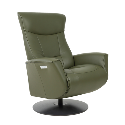 Fjords Oskar Leather Swivel Glider Power Recliner Chair