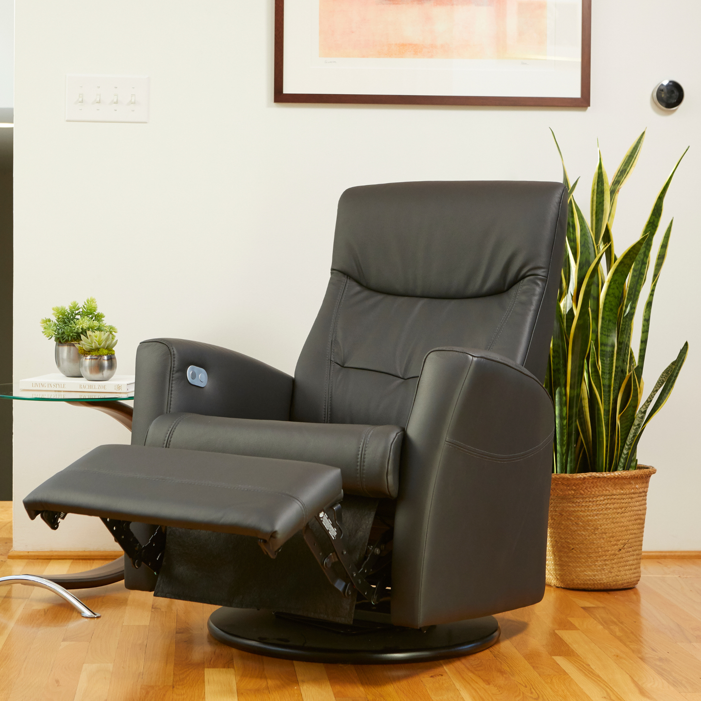 Fjords Oslo Leather Power Recliner Chair With Swivel Base