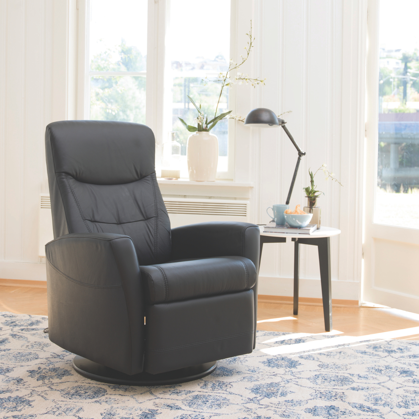 Fjords Oslo Leather Power Recliner Chair With Swivel Base