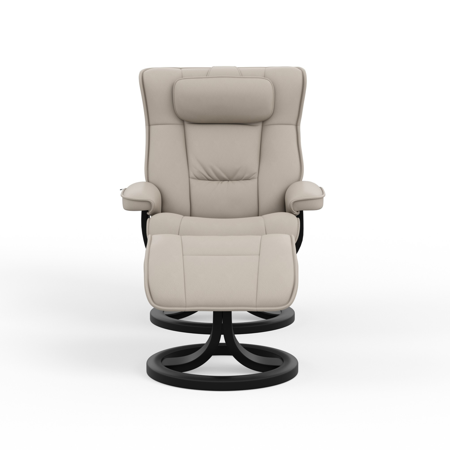 Fjords Regent R Leather Swivel Manual Recliner Chair with Footstool-ComfortDesign