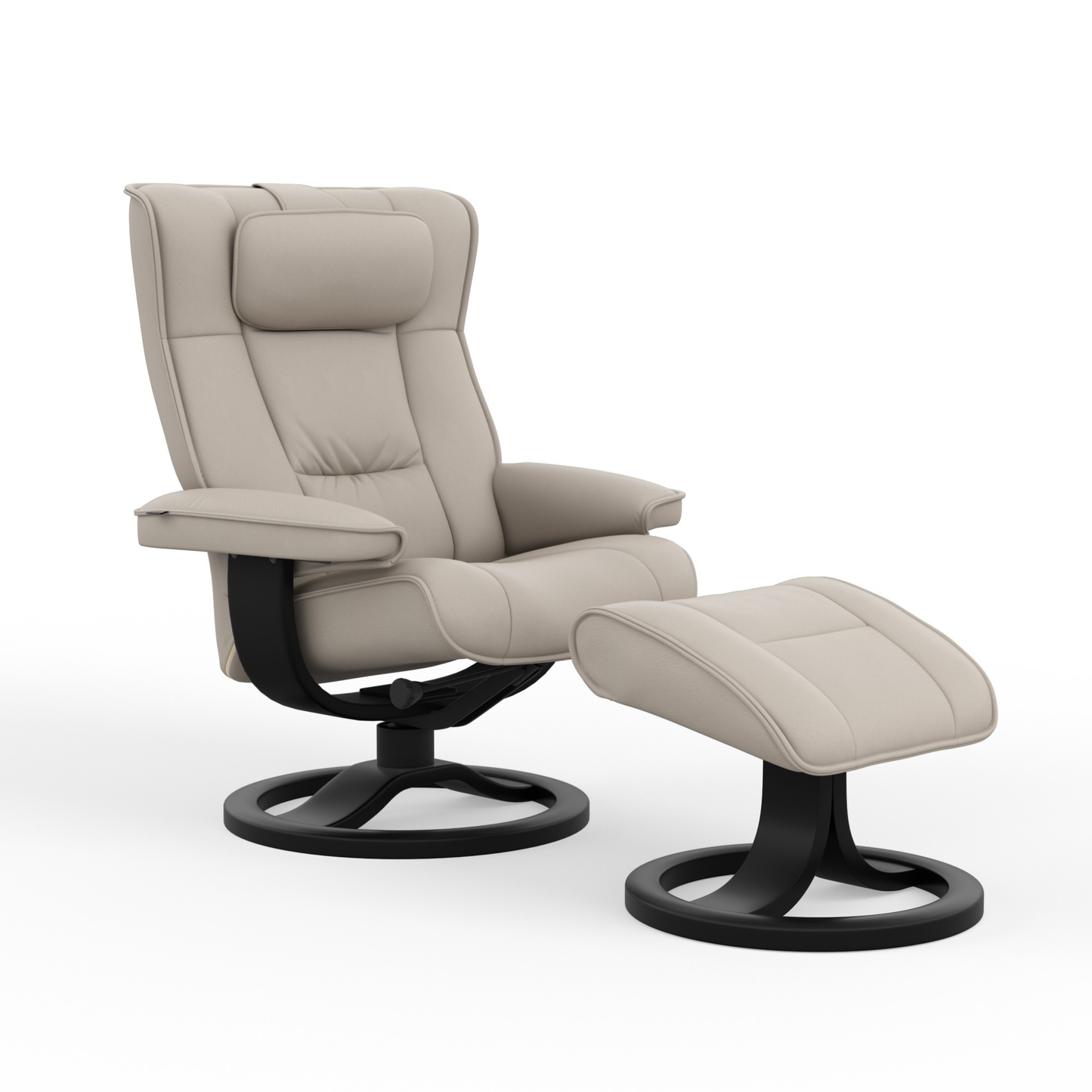 Fjords Regent R Leather Swivel Manual Recliner Chair with Footstool-ComfortDesign