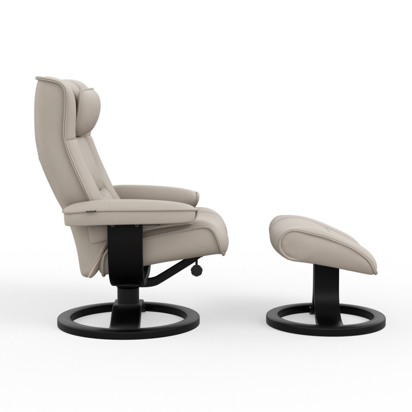 Fjords Regent R Leather Swivel Manual Recliner Chair with Footstool-ComfortDesign