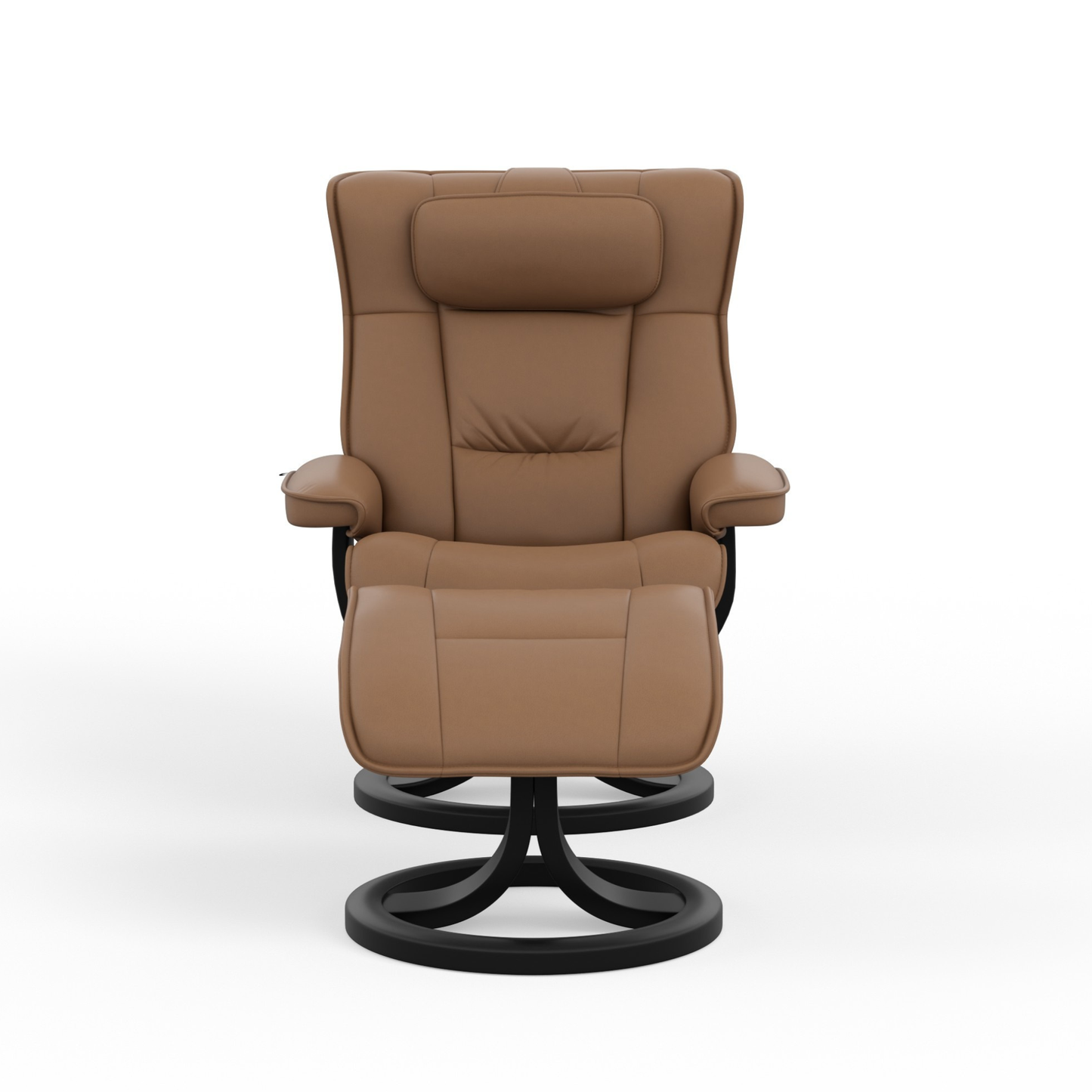 Fjords Regent R Leather Swivel Manual Recliner Chair with Footstool-ComfortDesign