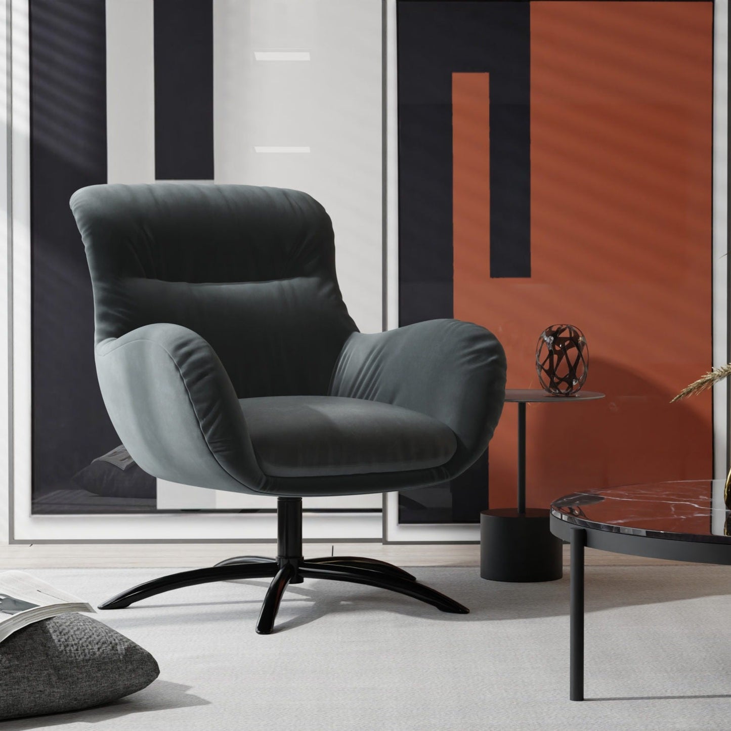 Fjords Skagen velvet recliner chair-side angle view for comfort furniture