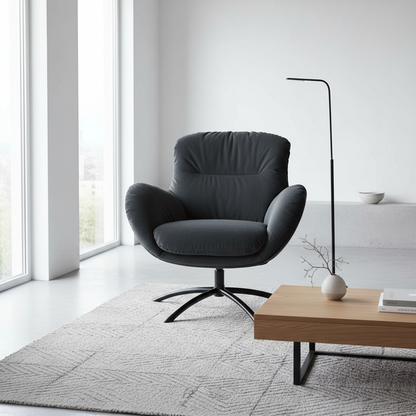 Fjords Skagen low back velvet chair  front view in a living room for comfort furniture 