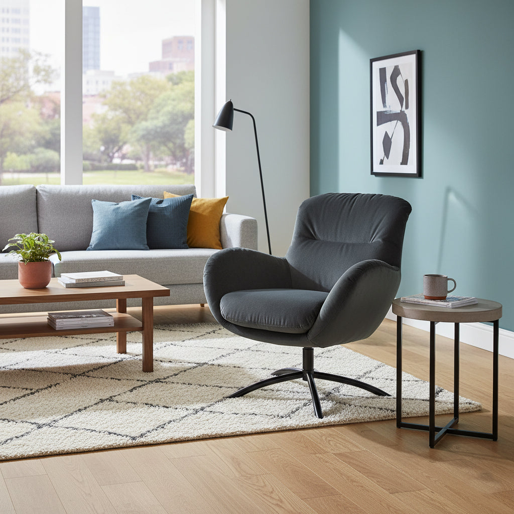 Fjords Skagen low back velvet chair in living room setting for comfort furniture 