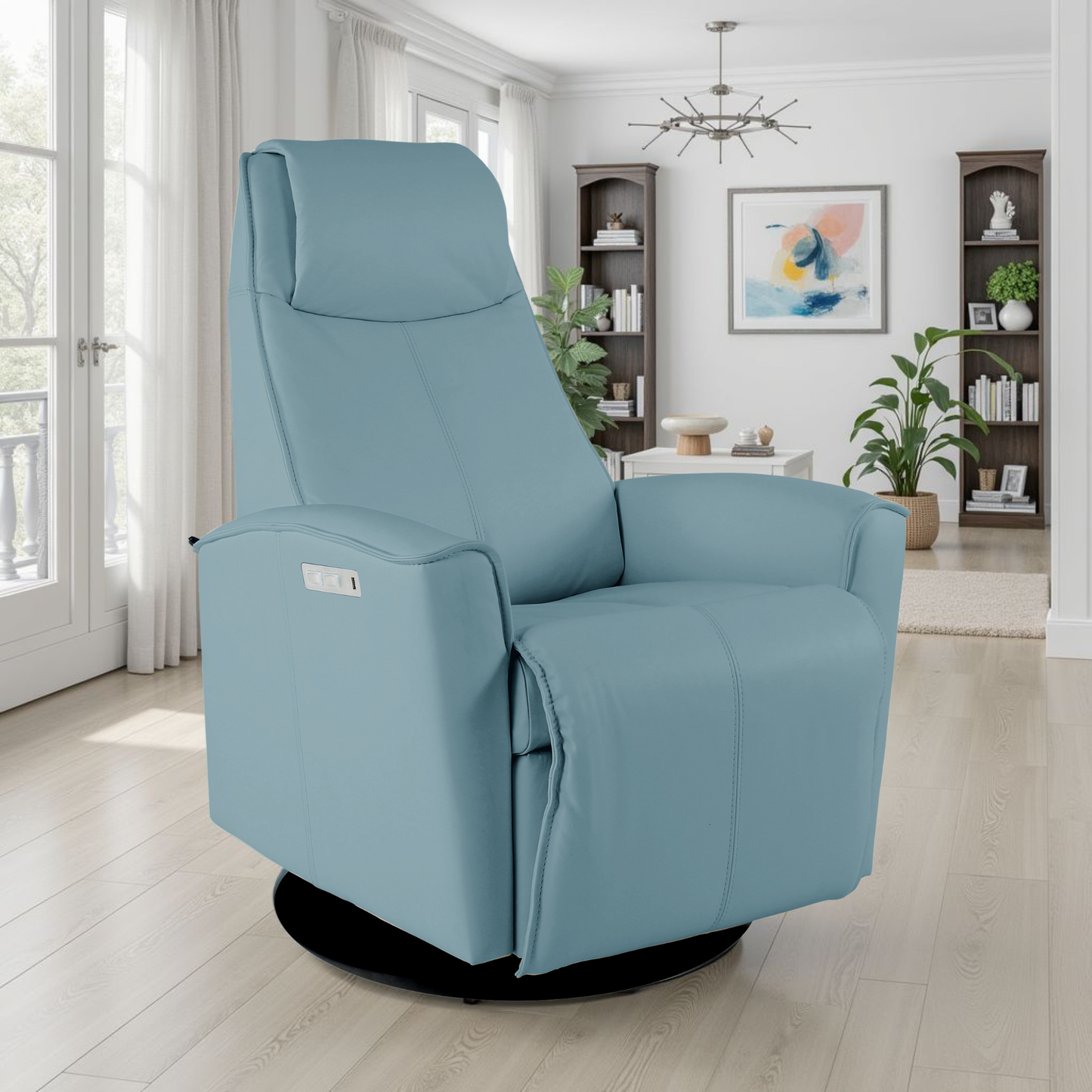 Fjords Urban Leather Swivel Glider Power Recliner Chair