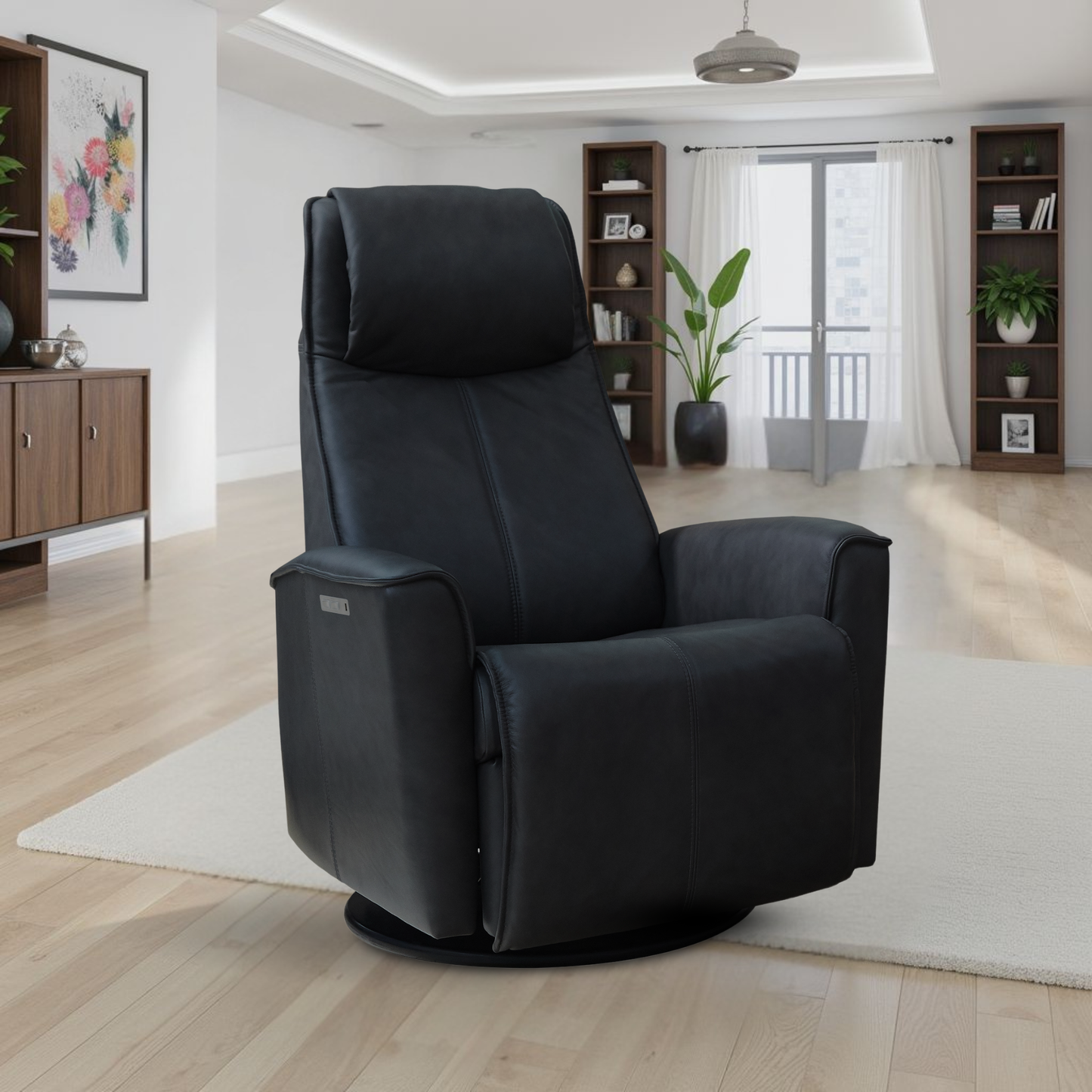 Fjords Urban Leather Swivel Glider Power Recliner Chair