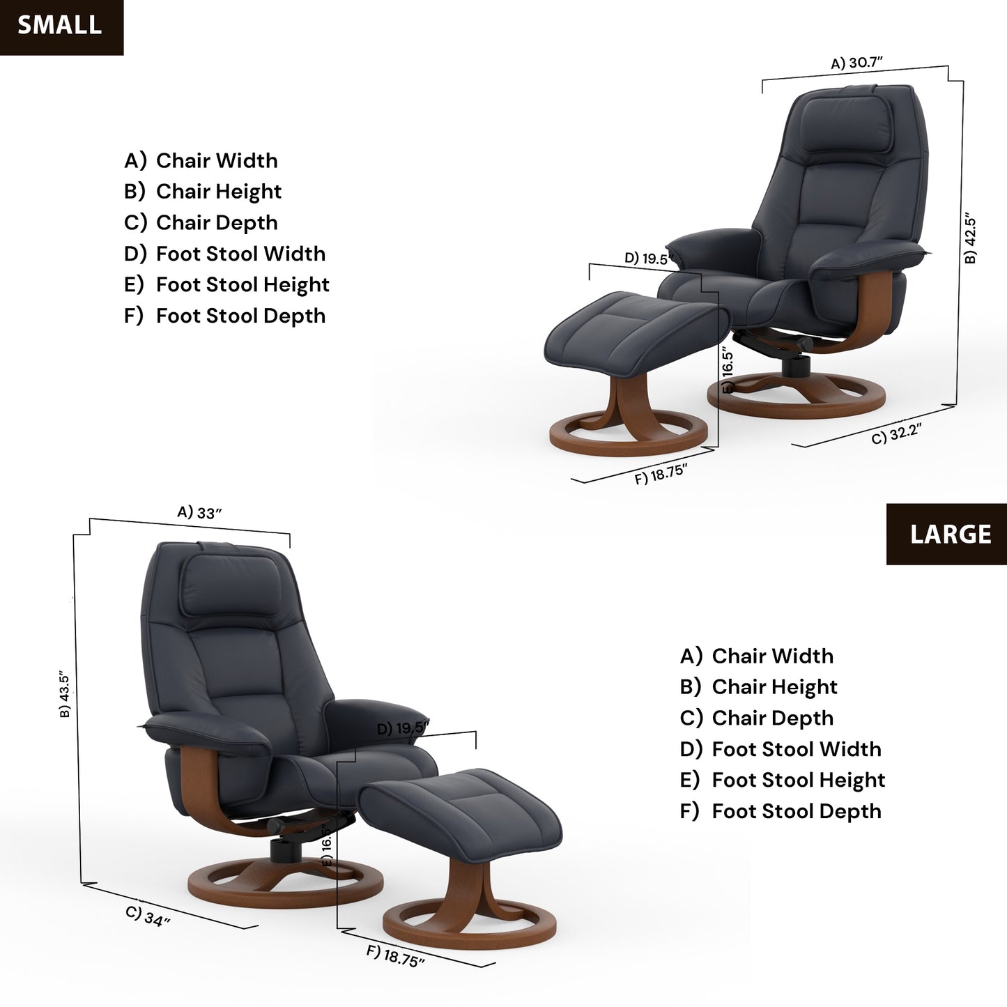 Fjords Admiral R recliner - detailed product view for comfort furniture