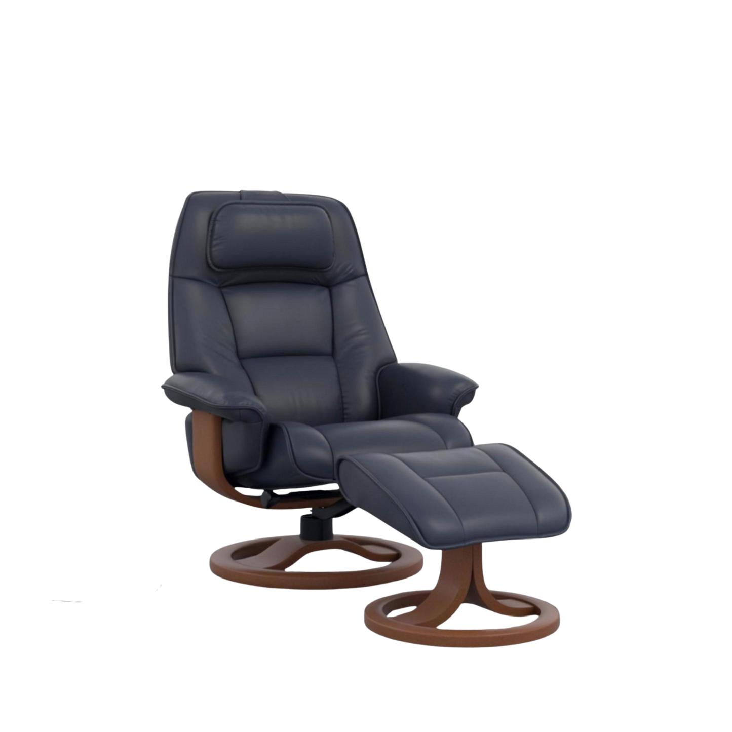 Fjords Admiral R swivel recliner chair with footstool - front view for comfort furniture