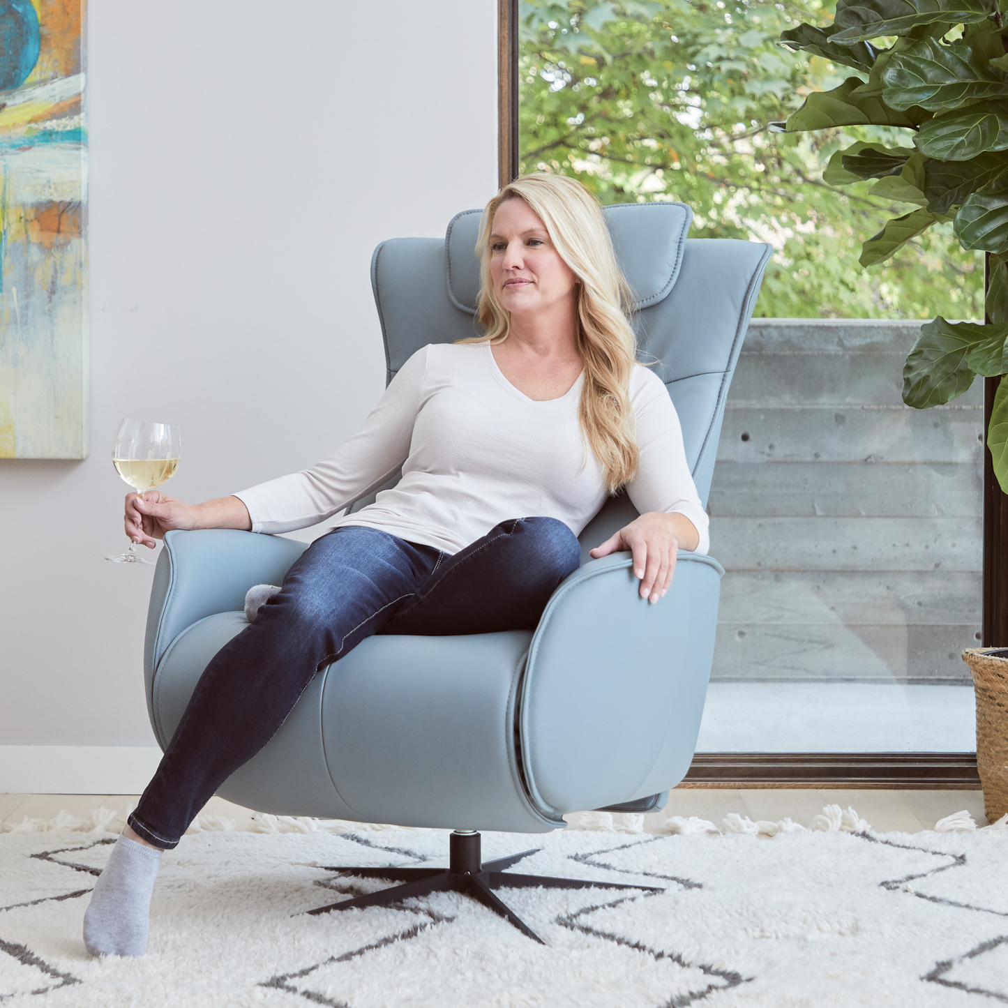 Fjords Axel Leather Power Recliner Chair with Swivel Glider Base