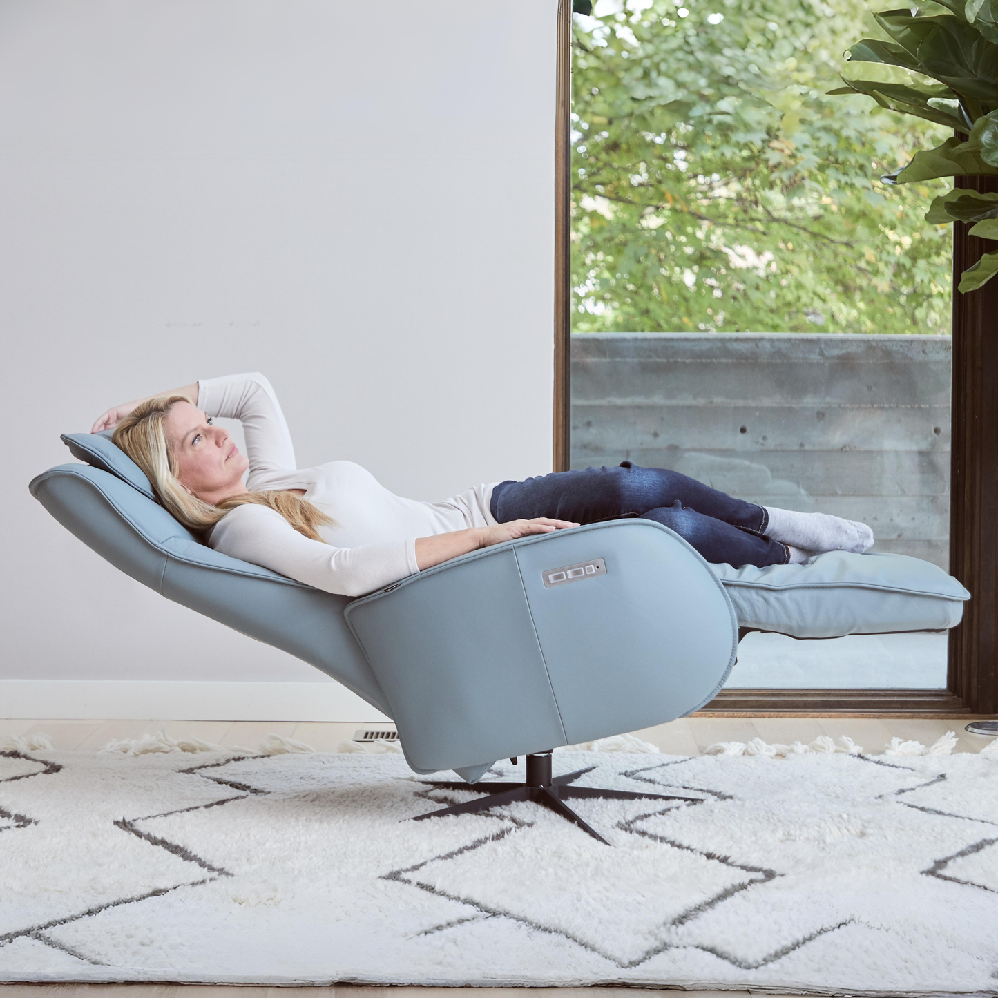 Fjords Axel Leather Power Recliner Chair with Swivel Glider Base