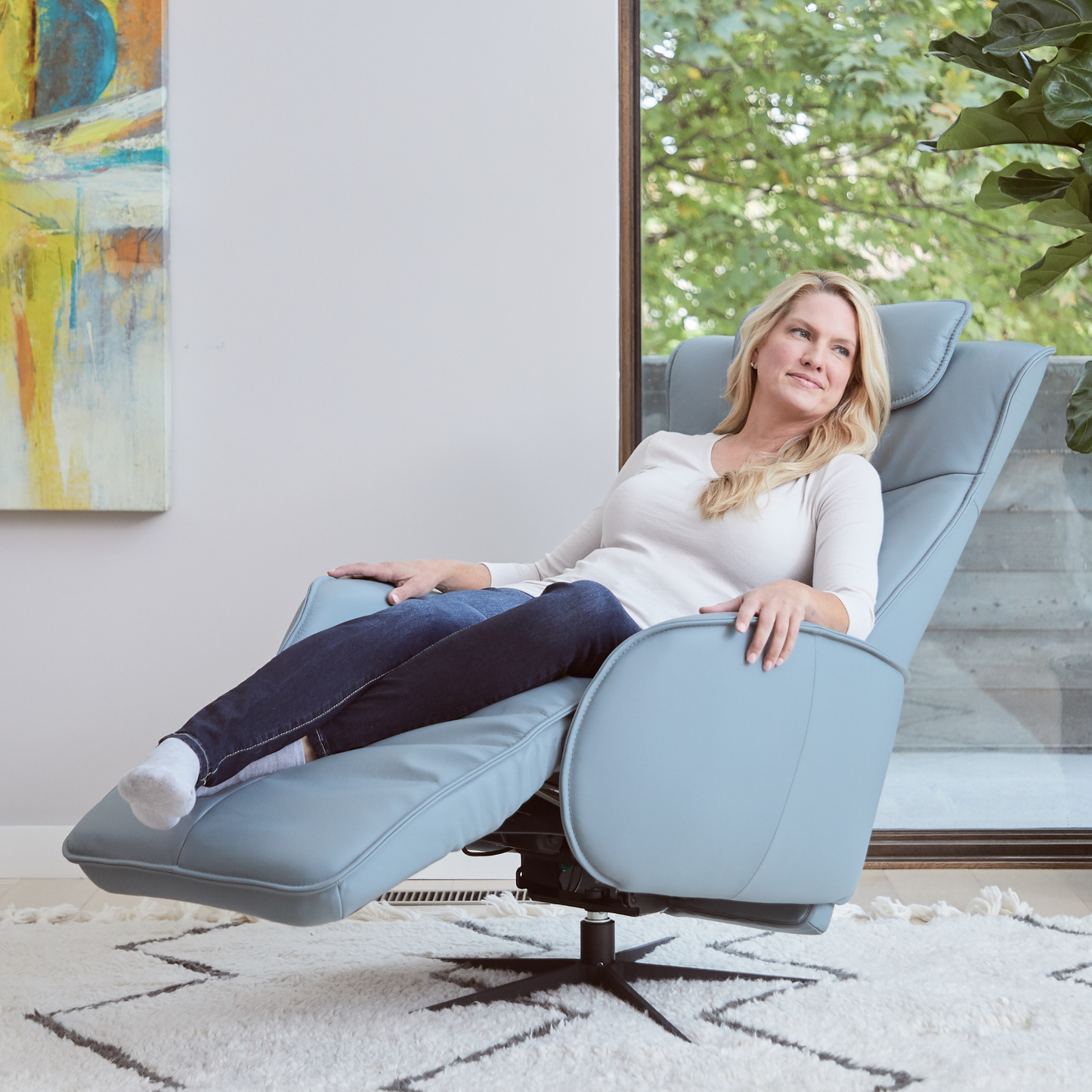 Fjords Axel Leather Power Recliner Chair with Swivel Glider Base