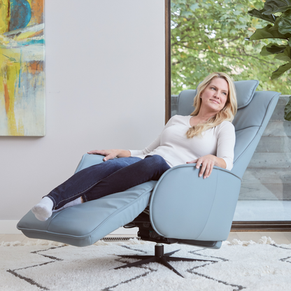 Fjords Axel Leather Power Recliner Chair with Swivel Glider Base