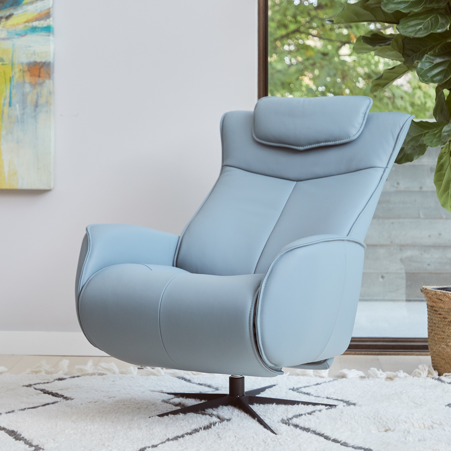 Fjords Axel Leather Power Recliner Chair with Swivel Glider Base