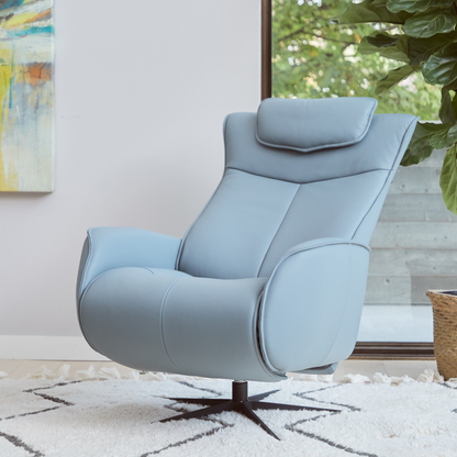 Fjords Axel Leather Power Recliner Chair with Swivel Glider Base