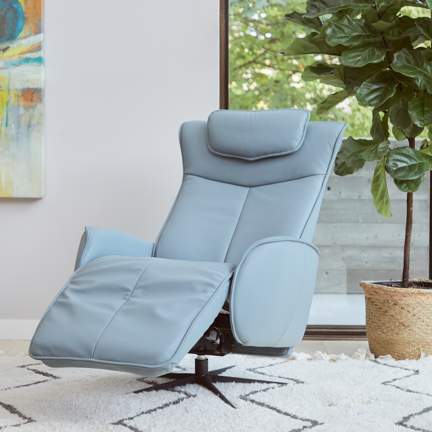 Fjords Axel Leather Power Recliner Chair with Swivel Glider Base
