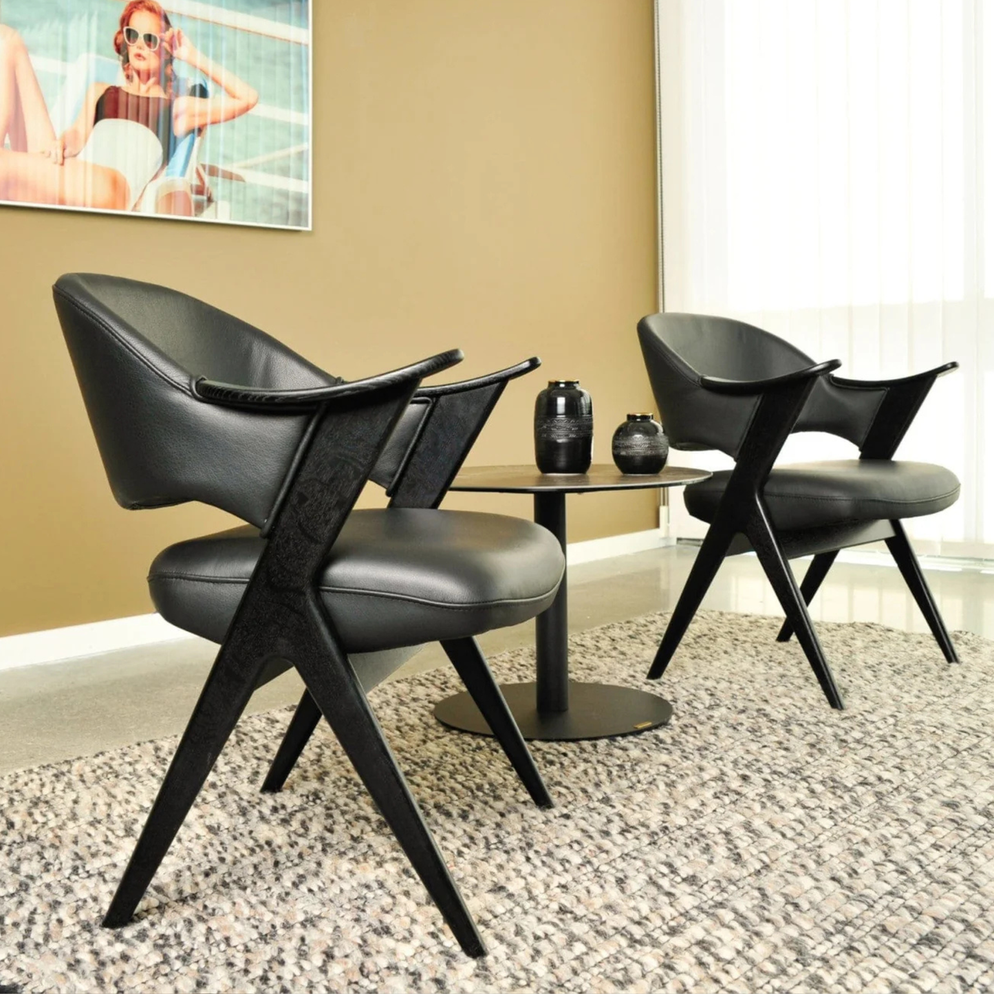Fjords Blinken Accent Chair with Supportive Backrest and Solid Wood Frame
