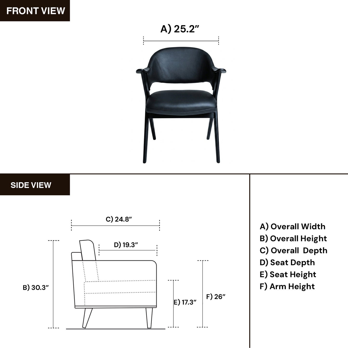 Fjords Blinken Accent Chair with Supportive Backrest and Solid Wood Frame