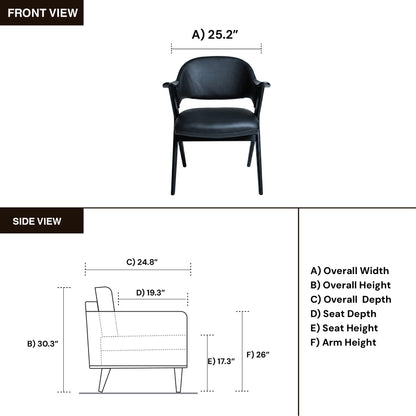 Fjords Blinken Accent Chair with Supportive Backrest and Solid Wood Frame