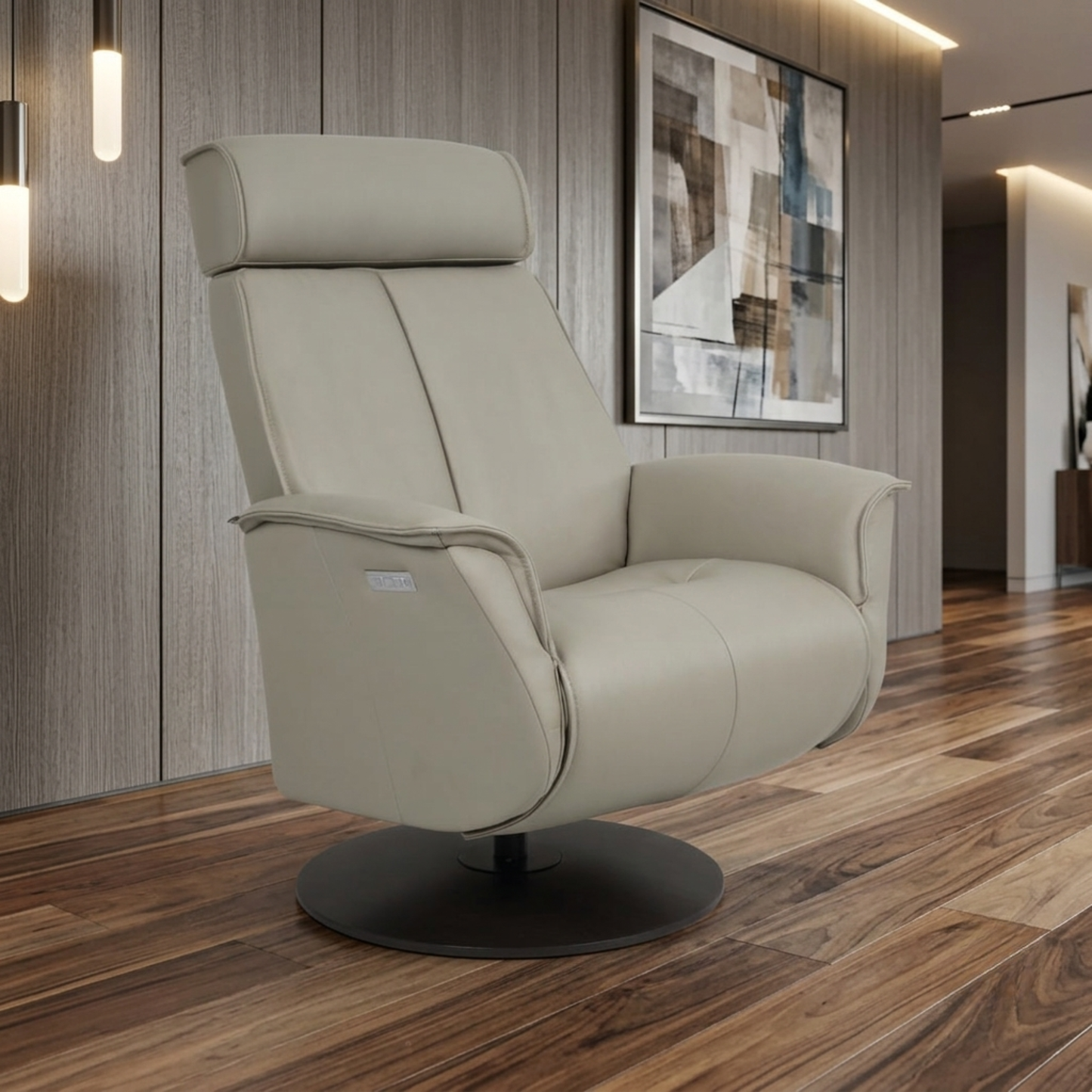 Fjords Bo Leather Power Recliner Chair with Swivel Glider Base