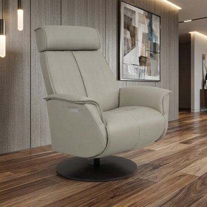 Fjords Bo Leather Power Recliner Chair with Swivel Glider Base