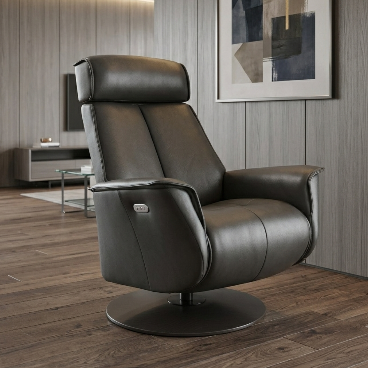 Fjords Bo Leather Power Recliner Chair with Swivel Glider Base