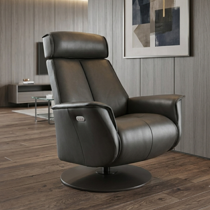 Fjords Bo Leather Power Recliner Chair with Swivel Glider Base