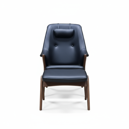 Fjords Bravo Leather Chair with Headrest Pillow and Ottoman