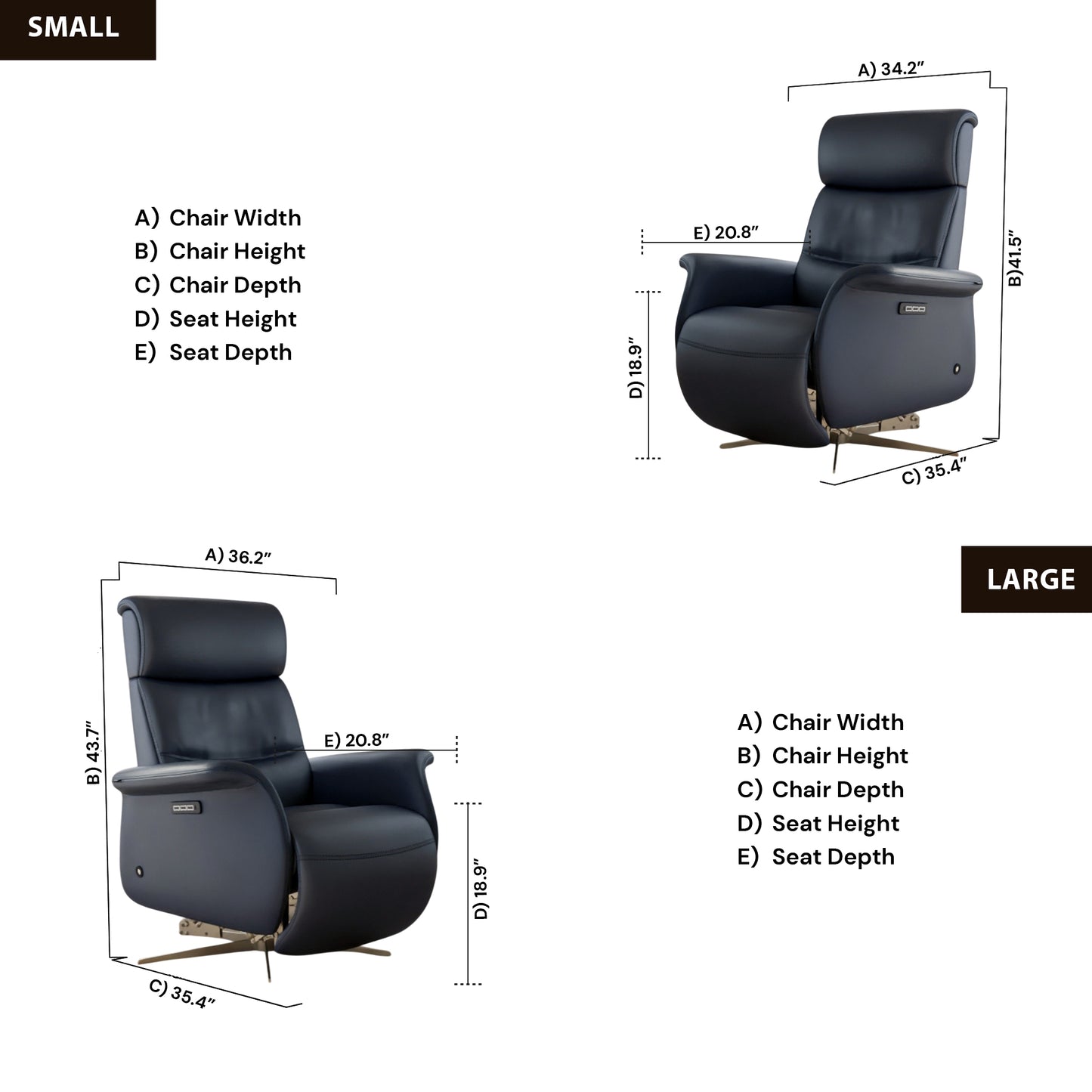 Fjords Cosmo Leather Triple Motor Zero Gravity Recliner Chair