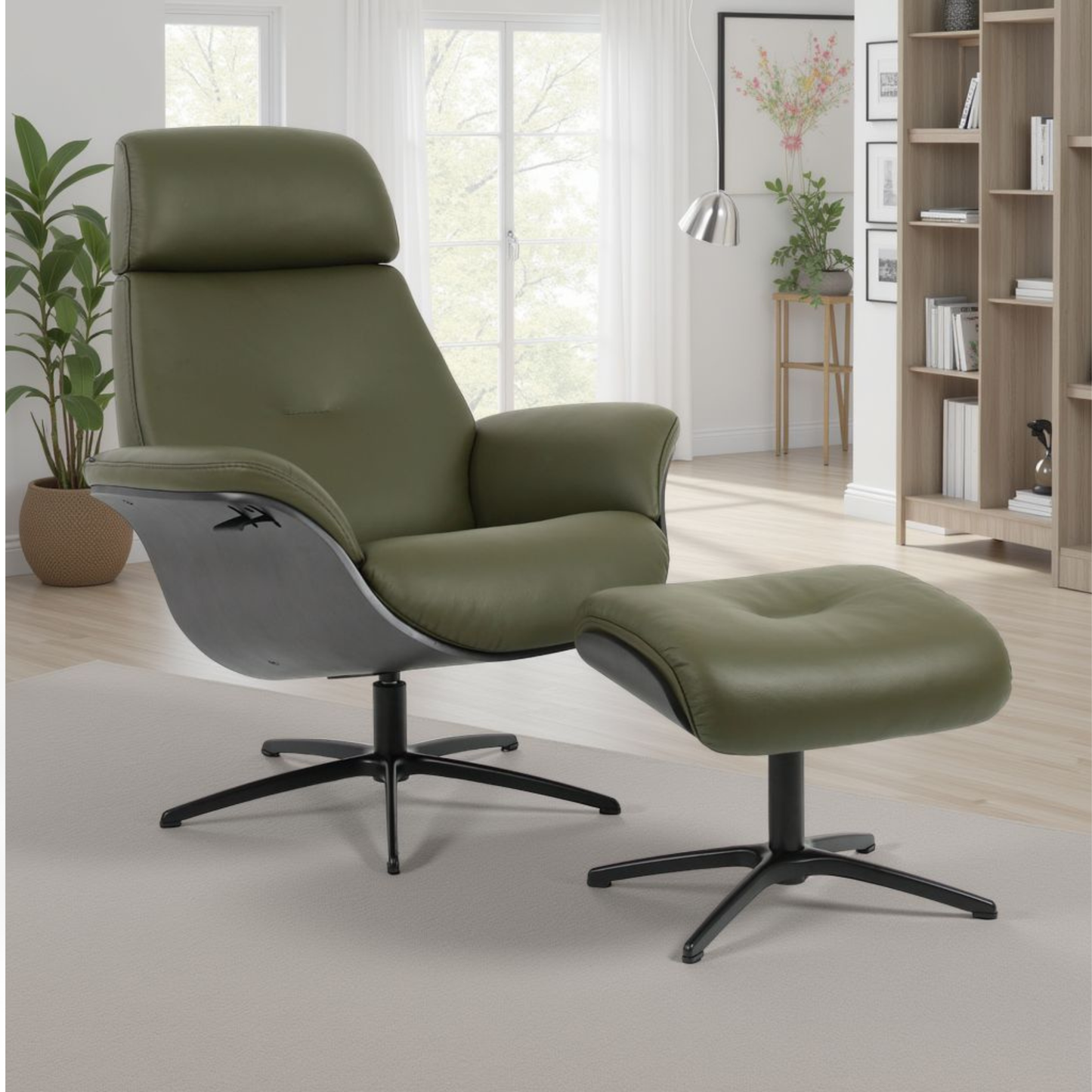 Fjords Falcon Swivel Manual Recliner Chair With Footstool