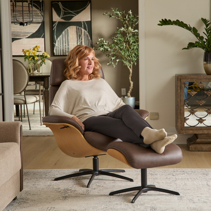 Fjords Falcon Swivel Manual Recliner Chair With Footstool