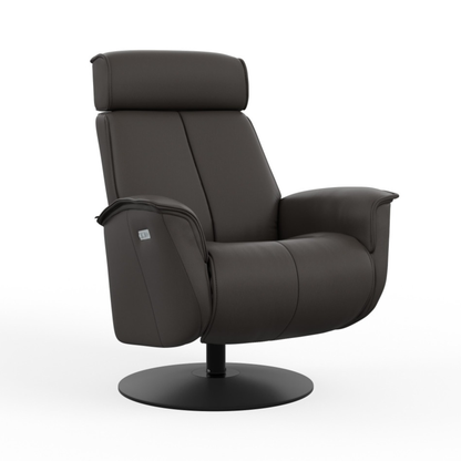 Fjords Bo power recliner close-up of swivel base for comfort furniture