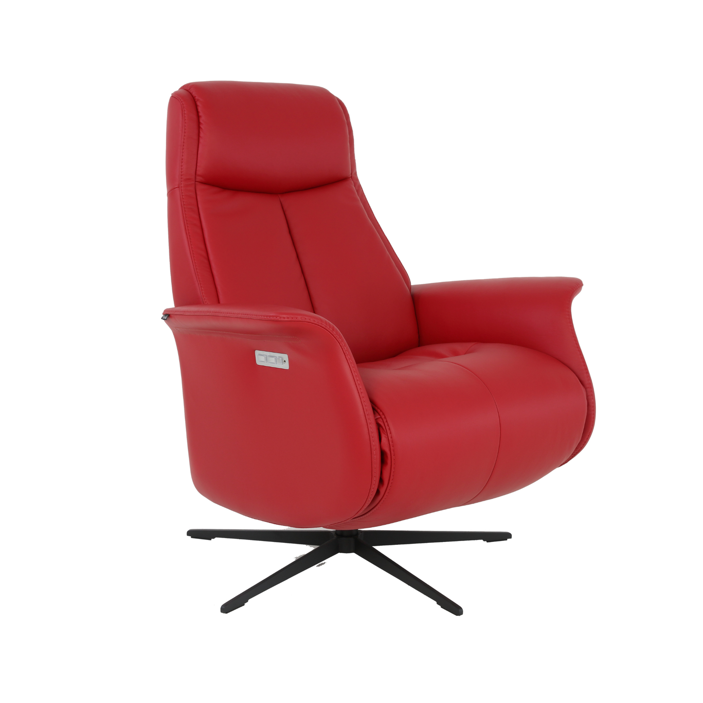 Fjords Jakob leather swivel recliner, angled view for comfort furniture