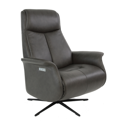 Fjords Jakob power recliner in reclined position, side view for comfort furniture