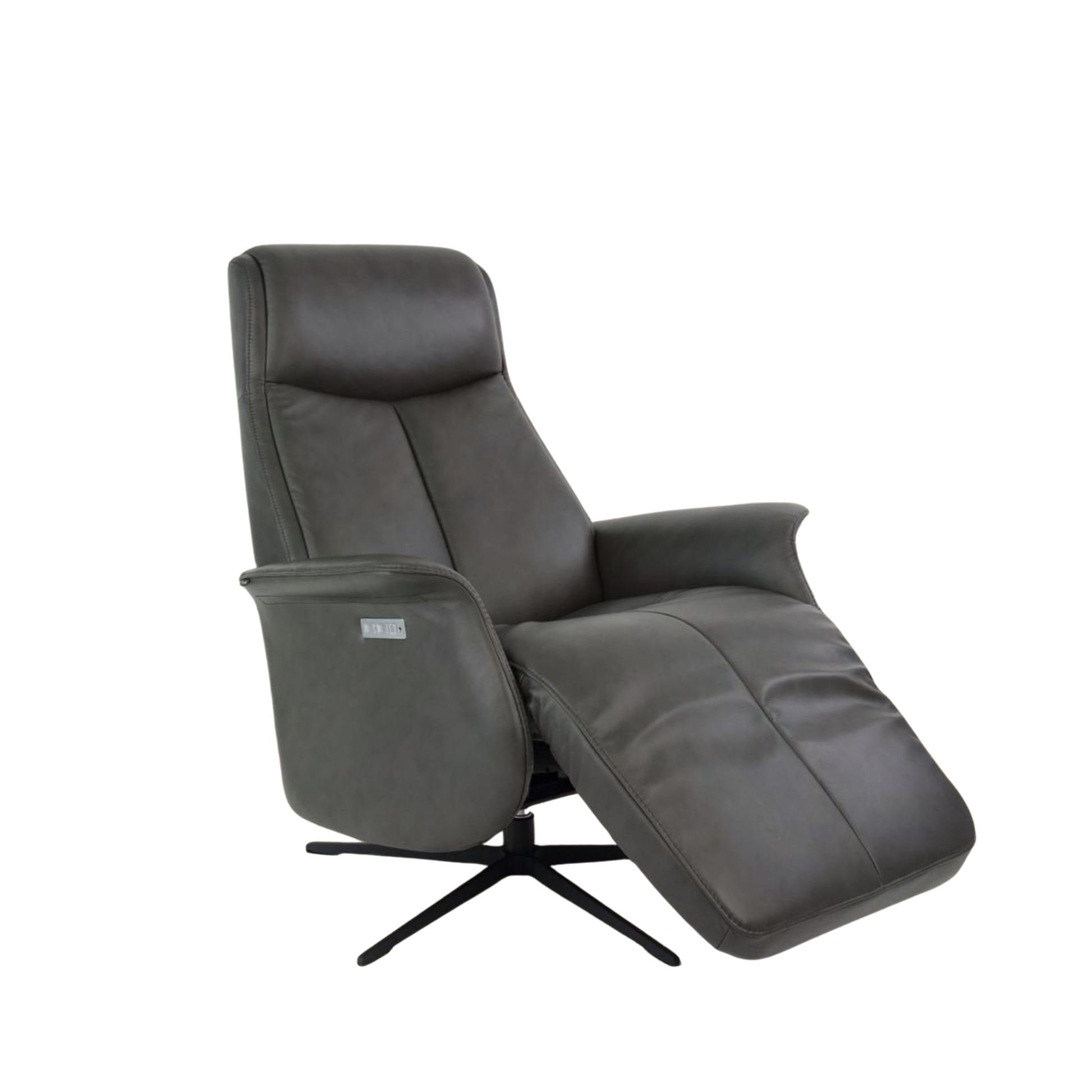 Fjords Jakob leather power recliner, side angle view for comfort furniture